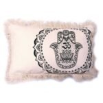 Ancient Wisdom Hamsa Mandala Cushion Cover (30x50cm) – Cream / Green - Image 5