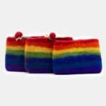 Ancient Wisdom Set of 3 Natural Felt Zipper Pouches - Rainbow Design
