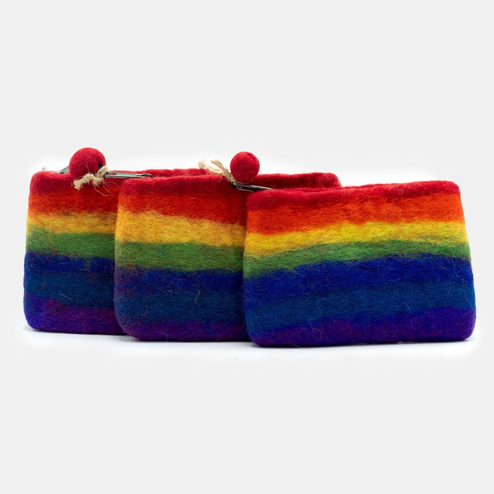 bG9jYWw6Ly9tZWRpYS8xTi8wRC82MFIzMEMxRzZXVEswRDFOLzQ4NTNiZDJiLmpwZWc.jpg Ancient Wisdom Set of 3 Natural Felt Zipper Pouches - Rainbow Design - Image 1