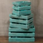 Ancient Wisdom Set of 3 Greenwash Wooden Storage Crates - Image 3
