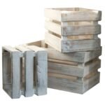 Ancient Wisdom Set of 3 Whitewash Wooden Storage Crates