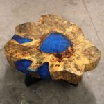 Ancient Wisdom Sky Blue Tamarind Wood & Resin Coffee Table - Image 6