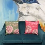 Ancient Wisdom Set of 3 'We Are Flowers' Printed Cotton Cushion Covers - Olive, Pink & Natural - Image 12