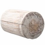 Ancient Wisdom Handcrafted Albasia Wood Tribal Stool / Table – Whitewash - Image 2
