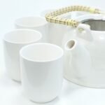 Ancient Wisdom Ceramic Herbal Teapot & 6 Matching Tea Cups – Classic White - Image 3