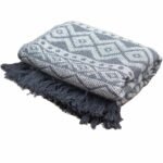 Ancient Wisdom Boho Comfort Cotton Throw (125x150cm) – Grey Geometric - Image 6