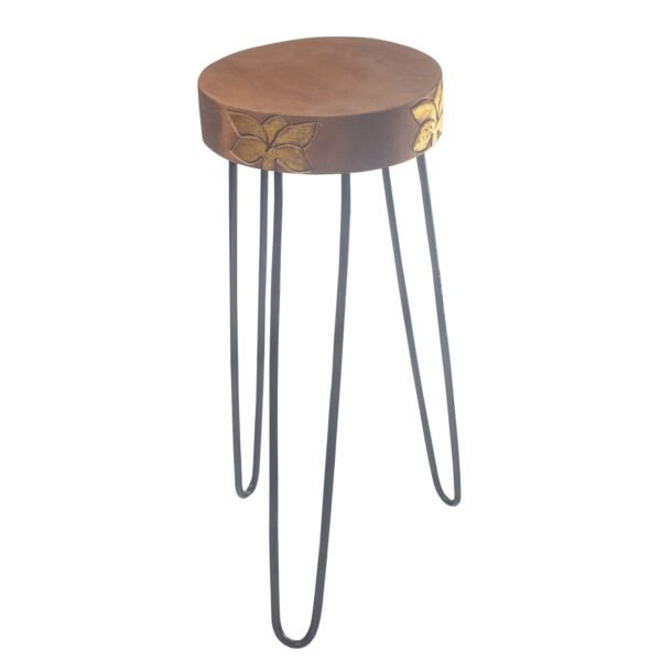 Ancient Wisdom Albasia Wood Plant Stand - Natural & Gold Detail