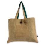Ancient Wisdom Teal Jute & Cotton Reversible Big Bag - Image 6