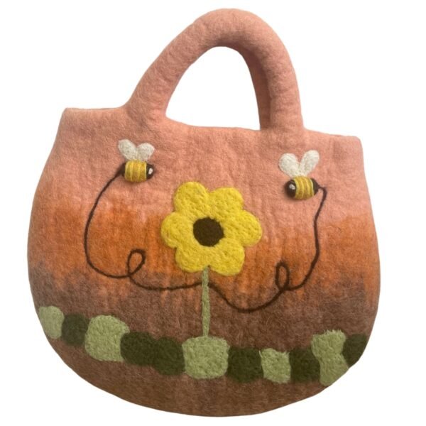 Ancient Wisdom Sun Flower & Bees Design Felted Bag