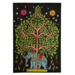 Ancient Wisdom Cotton Wall Art (70x110cm) - Elephant & Tree of Life