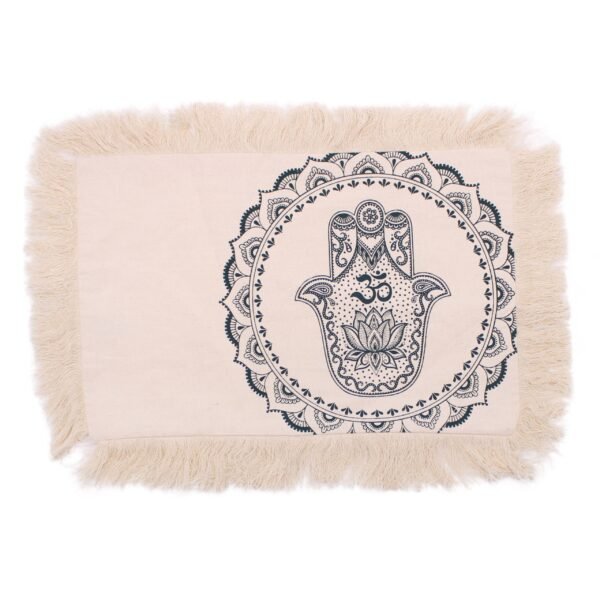 Ancient Wisdom Hamsa Mandala Cushion Cover (30x50cm) – Cream / Green