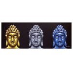 Ancient Wisdom Three Heads Black Background Buddha Painting Canvas Art