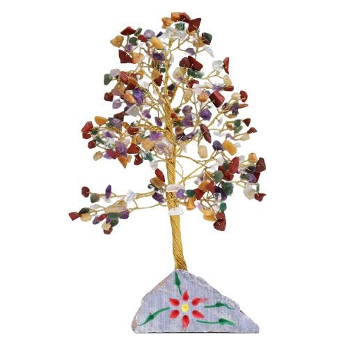 Ancient Wisdom Multi Gemstone Tree (320 Stones) On Gemstone Rock Base