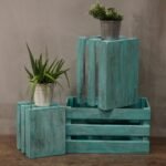Ancient Wisdom Set of 3 Greenwash Wooden Storage Crates - Image 2