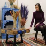 Ancient Wisdom Sky Blue Tamarind Wood & Resin Coffee Table - Image 5