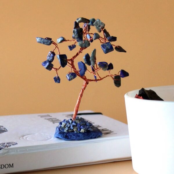 Ancient Wisdom Small Sodalite On Blue Agate Base (35 Stones) Gemstone Tree