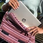 Ancient Wisdom Soft Pink Banjar Laptop Bag - Image 3