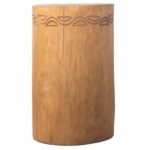 Ancient Wisdom Handcrafted Albasia Wood Tribal Stool / Table – Natural