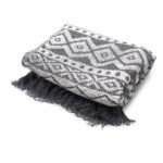 Ancient Wisdom Boho Comfort Cotton Throw (125x150cm) – Grey Geometric