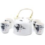 Ancient Wisdom Ceramic Herbal Teapot & 6 Matching Tea Cups – White Stone Oriental