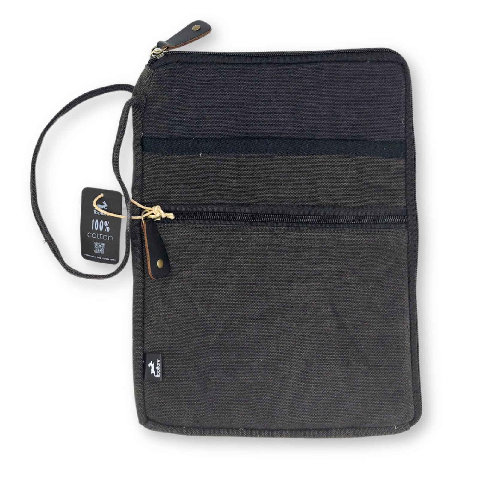 bG9jYWw6Ly9tZWRpYS8xUC9HRC82MFIzMEMxRzZXVDNHRDFQL2I0ZjIxMzE3LmpwZWc.jpg Hop Hare Stonewash Cotton Large Laptop Pouch - Charcoal - Image 1