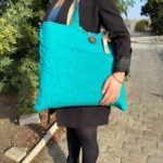 Ancient Wisdom Teal Jute & Cotton Reversible Big Bag - Image 5