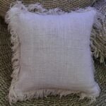 Ancient Wisdom Linen Cushion Cover with Fringe (60x60cm) - Image 3