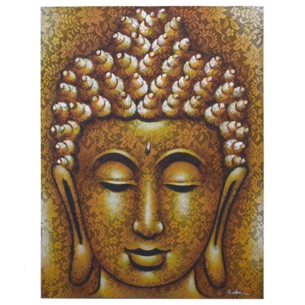Ancient Wisdom Gold Brocade Detail Buddha Painting Canvas Art