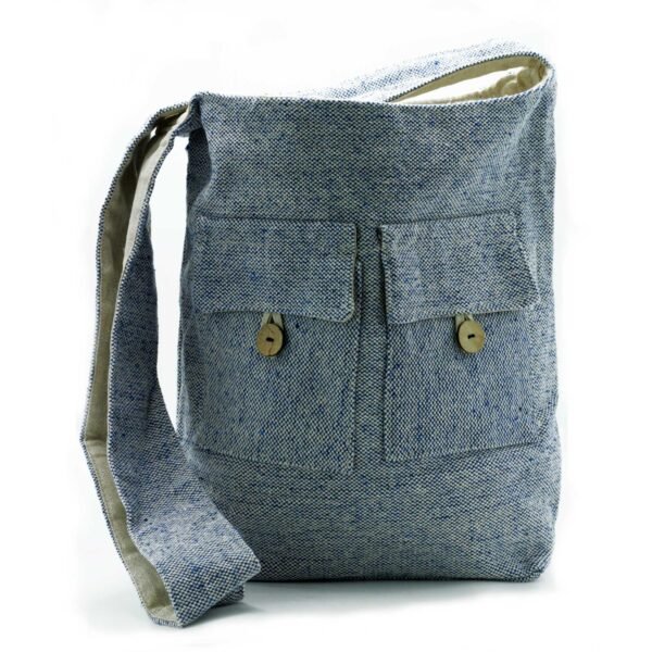 Ancient Wisdom Large Comp Denim Design Natural Tones Two Pocket Bag