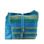 Nomad Sari Nepal Cotton Sling Bag – Spring Meadows Green & Blue - Image 2