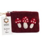 Ancient Wisdom Set of 3 Natural Felt Zipper Pouches - Wild Mushrooms Design - Image 3