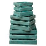 Ancient Wisdom Set of 3 Greenwash Wooden Storage Crates