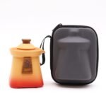 Ancient Wisdom Ceramic Temple Teapot & Three Cups Set – Orange Earth - Image 2