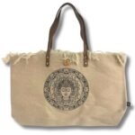 Ancient Wisdom Natural Cotton Canvas Tote Bag with Leather Handle – Inspiration