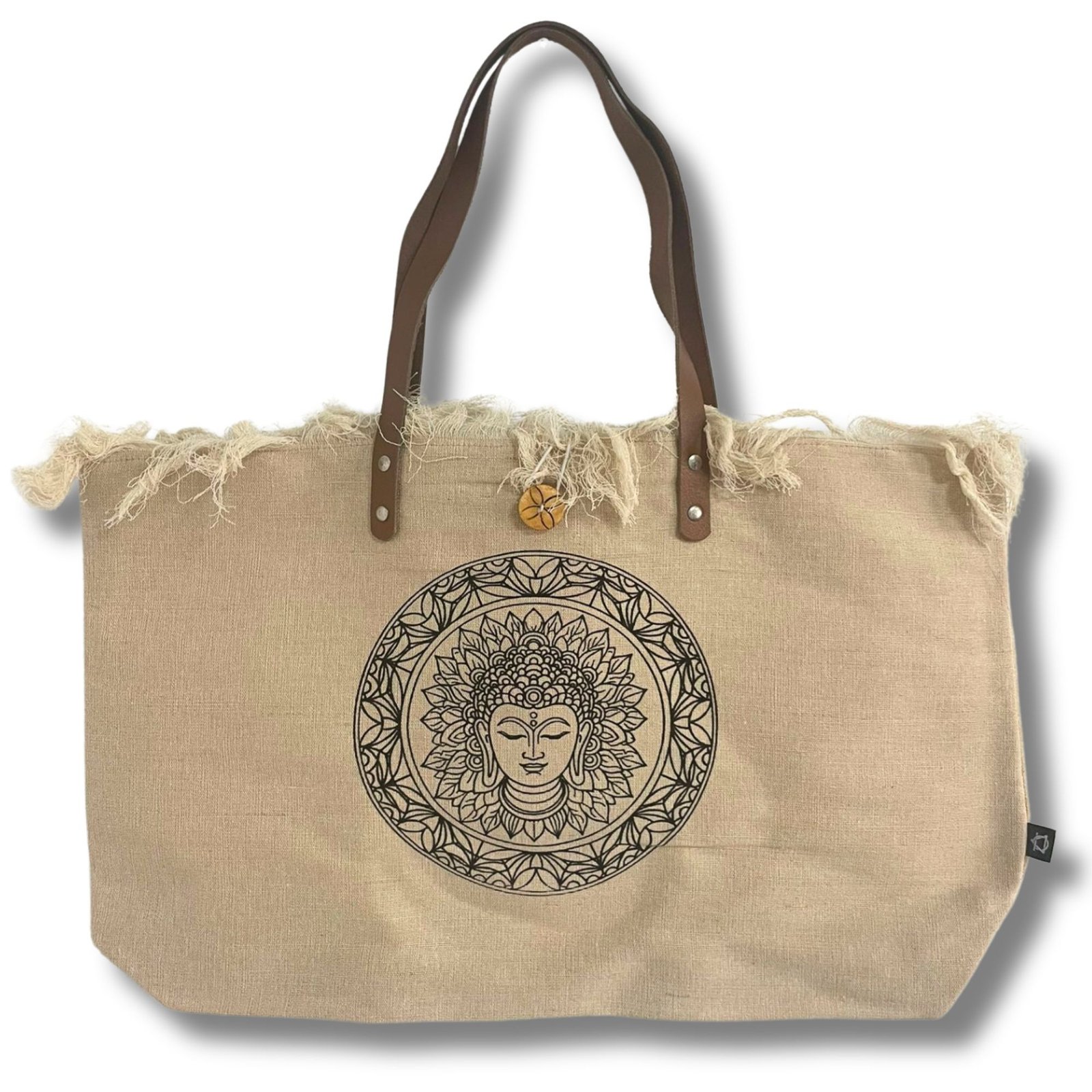 bG9jYWw6Ly9tZWRpYS8xUS8yRC82MFIzMEMxRzZXVEsyRDFRL2ZlNjFmNmI1LmpwZWc.jpg Ancient Wisdom Natural Cotton Canvas Tote Bag with Leather Handle – Inspiration - Image 1