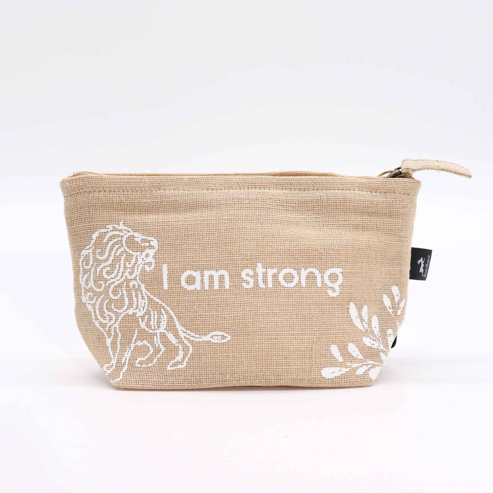 bG9jYWw6Ly9tZWRpYS8xUS9BRC82MFIzMEMxRzZXUzNBRDFRLzgwMjM5Y2Y3LmpwZWc.jpg Hop Hare Jute Pouch - I Am Strong - Image 1