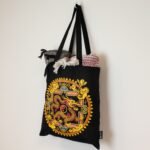 Ancient Wisdom Iconic Black Cotton Classic Tote Bag – Dragon Yin & Yang - Image 2