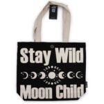 Nomad Sari Black & Natural Iconic Classic Cotton Tote Bag – Stay Wild, Mood Child