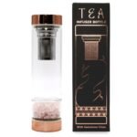Ancient Wisdom Rose Gold Crystal Glass Tea Infuser Bottle – Rose Quartz