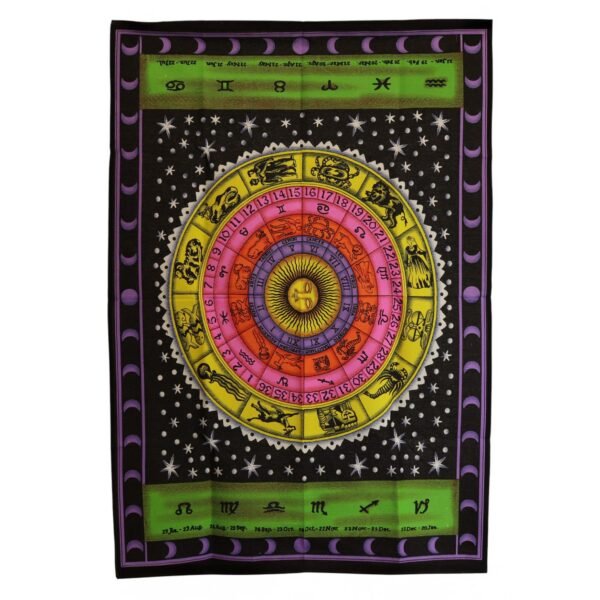 Ancient Wisdom Cotton Wall Art (70x110cm) - Zodiac Colourful