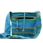 Nomad Sari Nepal Cotton Sling Bag – Spring Meadows Green & Blue