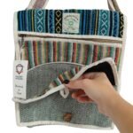 Ancient Wisdom Curves Design Hemp Laptop Messenger Bag - Image 4