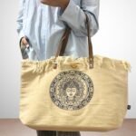 Ancient Wisdom Natural Cotton Canvas Tote Bag with Leather Handle – Inspiration - Image 4