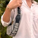 Ancient Wisdom Jacquard Grey Metro with Black Strap Hobo Bag - Image 3