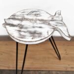 Ancient Wisdom Whitewash Albasia Wood Fish Stand - Image 2