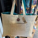 Ancient Wisdom Teal Jute & Cotton Reversible Big Bag - Image 3