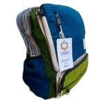 Ancient Wisdom Large Teal & Sage Boxy Hemp Backpack - Image 2
