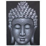 Ancient Wisdom Grey Brocade Detail Buddha Painting Canvas Art