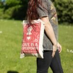 Ancient Wisdom Iconic Toni Natural Cotton Nomad Sari Tote Bag – Love Is A Super Power - Image 6