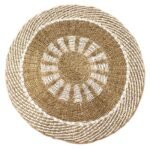 Ancient Wisdom Round Seagrass Inner Sun White & Tan Rug – 1m